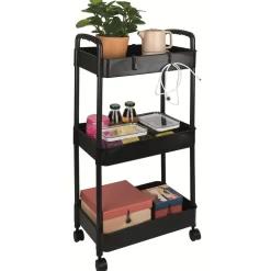 Desserte à roulettes 3 niveaux plastique noir