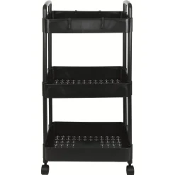Desserte à roulettes 3 niveaux plastique noir