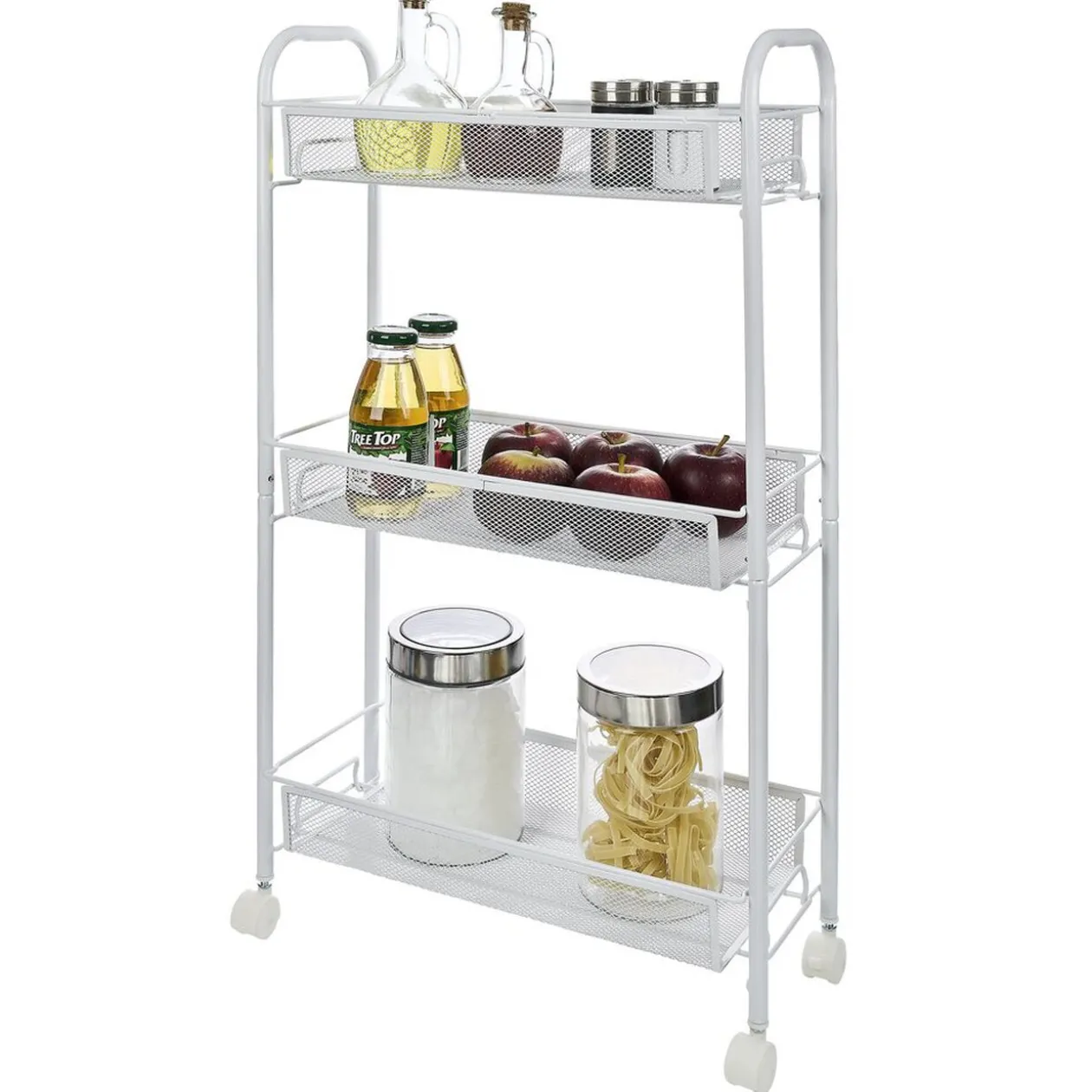 Desserte cuisine 3 niveaux métal blanc