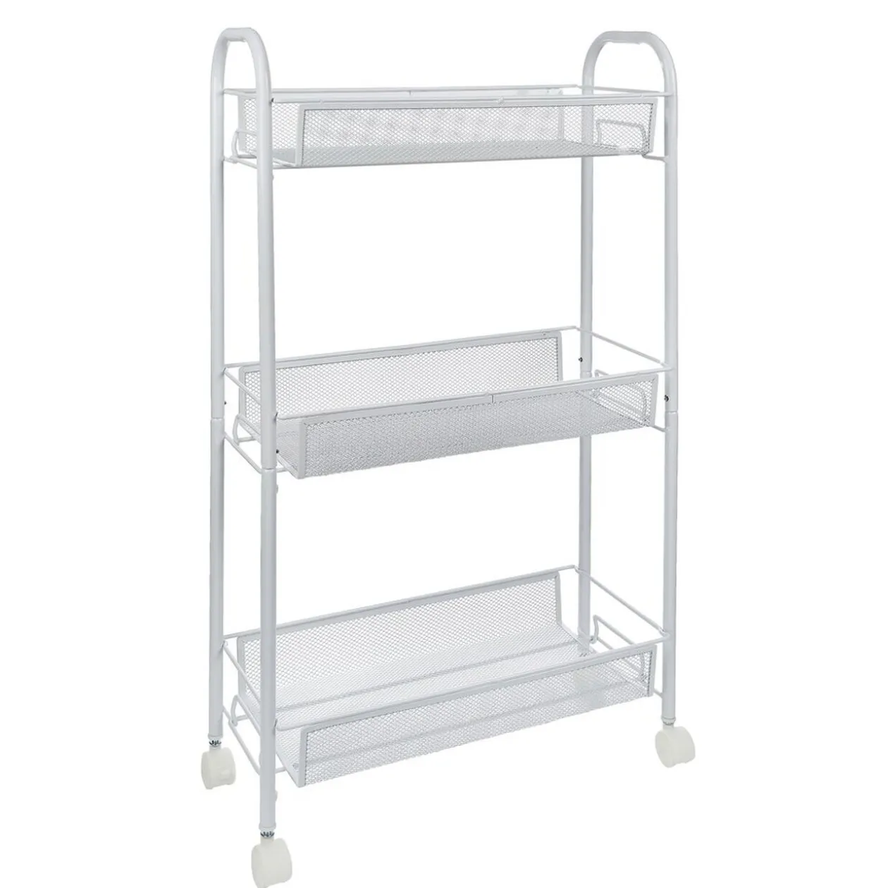 Desserte cuisine 3 niveaux métal blanc