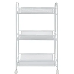 Desserte cuisine 3 niveaux métal blanc