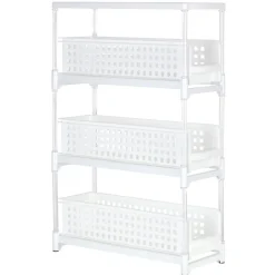 Desserte de cuisine 3 tiroirs coulissants blanc