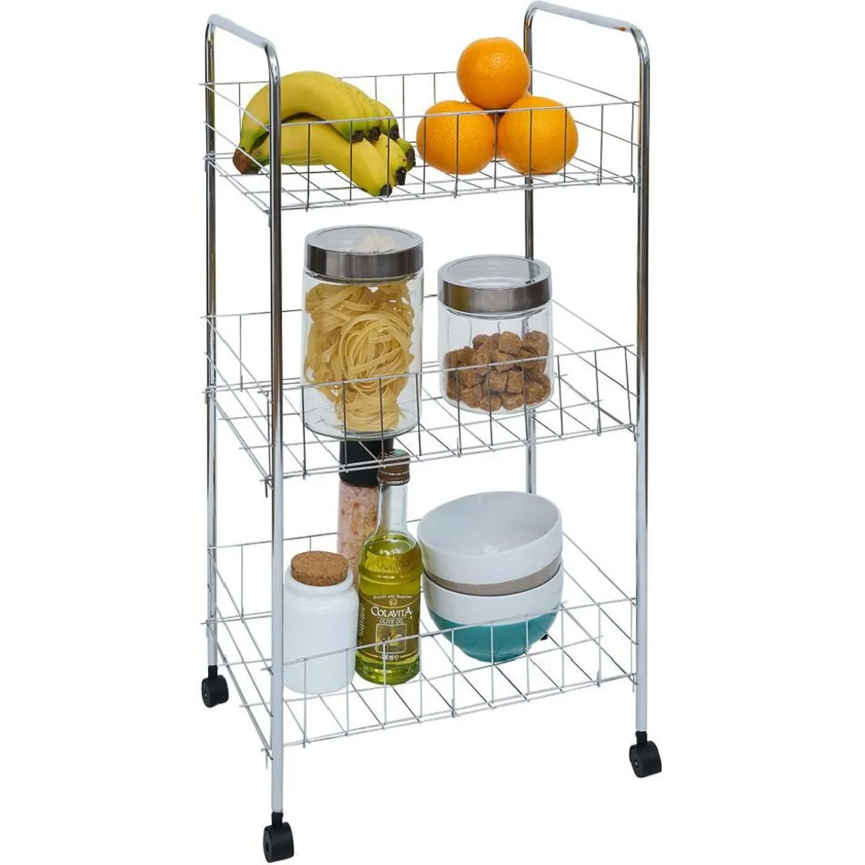 Desserte en métal 3 niveaux - 35,5xH66,5x26cm