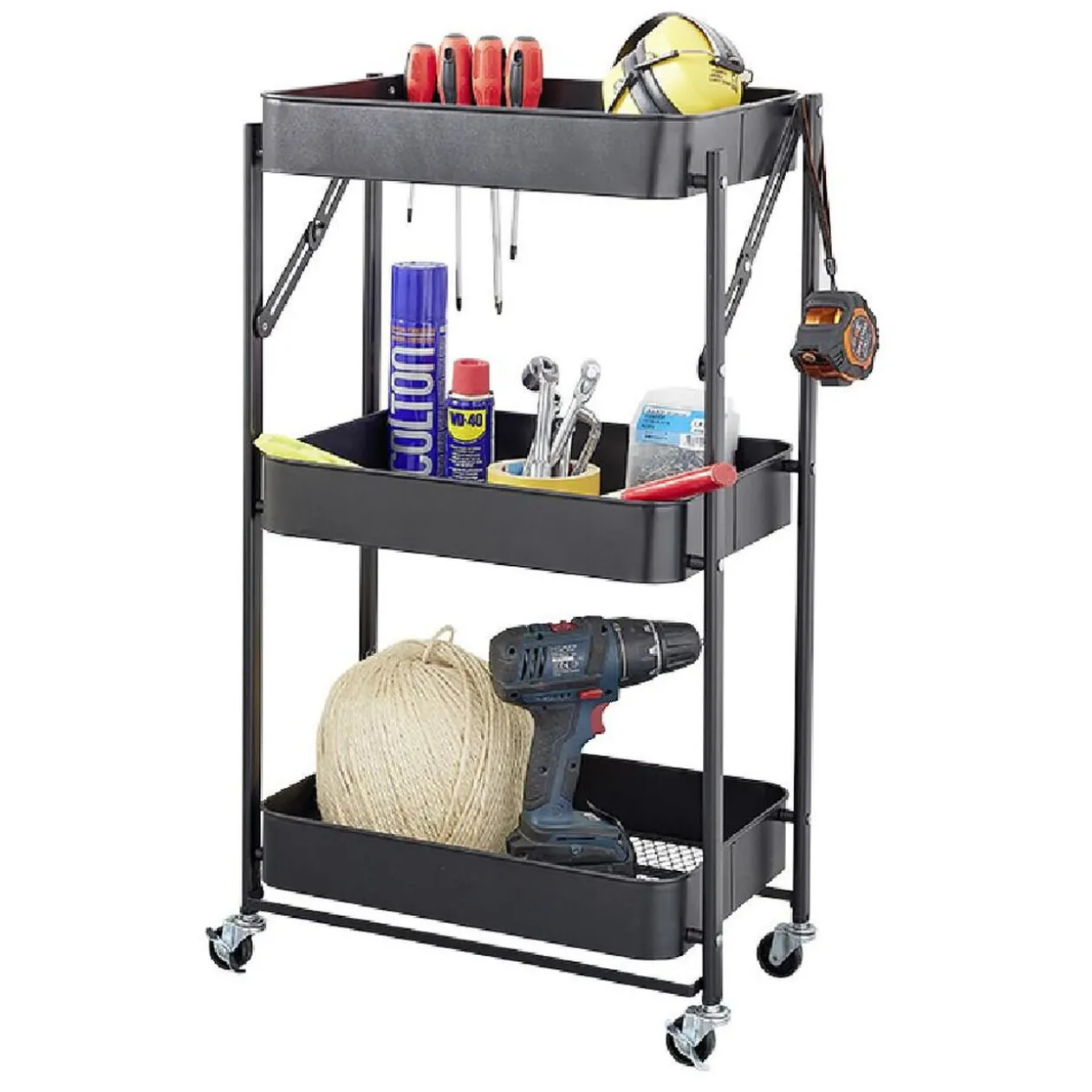 Desserte multi-usage pliable métal noir