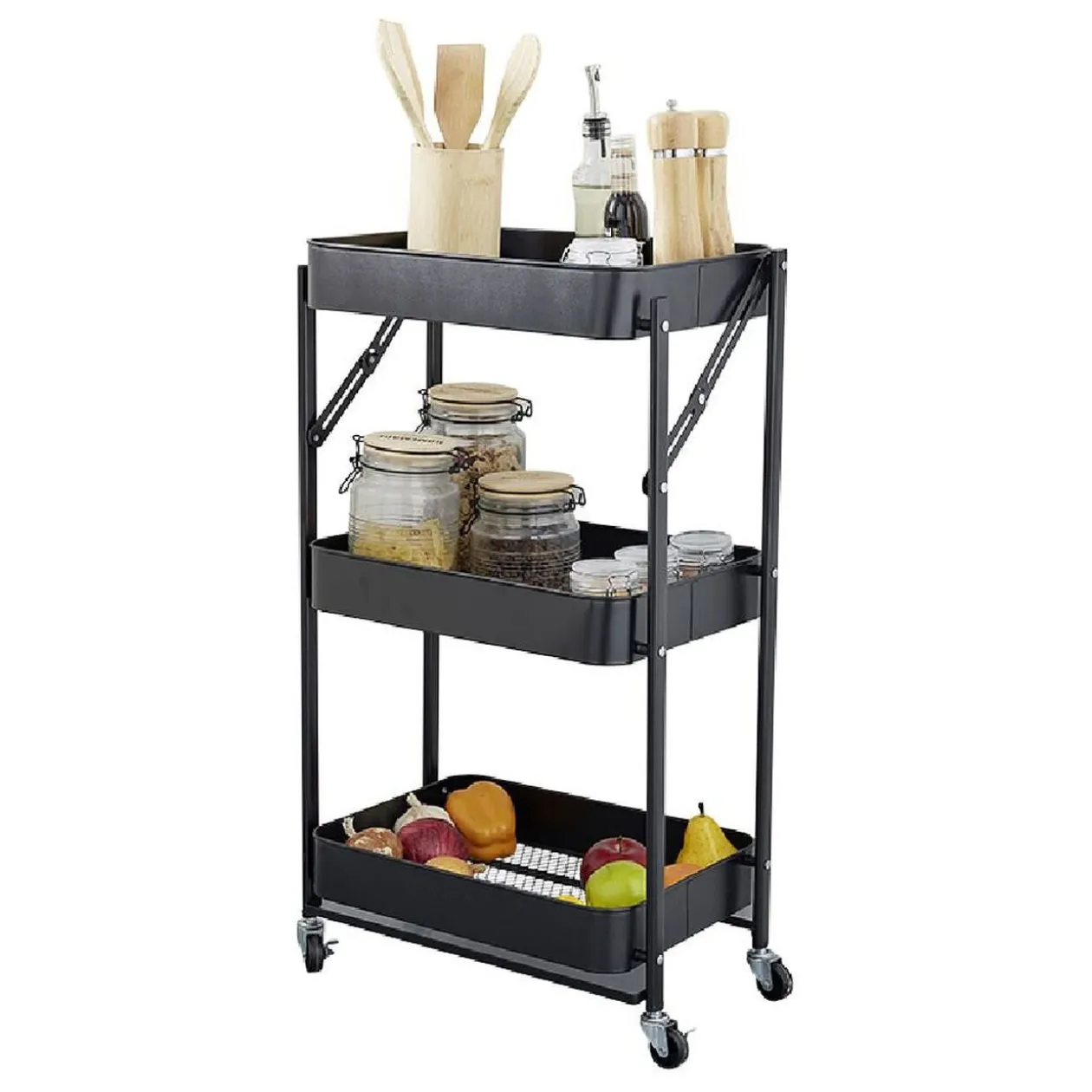 Desserte multi-usage pliable métal noir