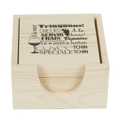 Dessous de verre bois x8 avec boîte de rangement
