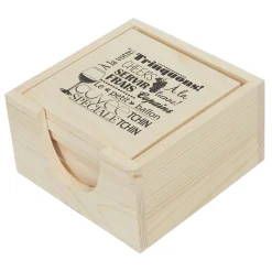 Dessous de verre bois x8 avec boîte de rangement