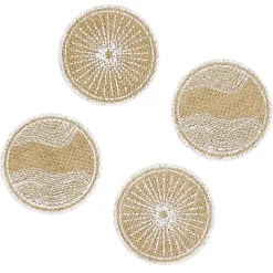 Dessous de verre jute naturel et blanc Ø8,5cm x4