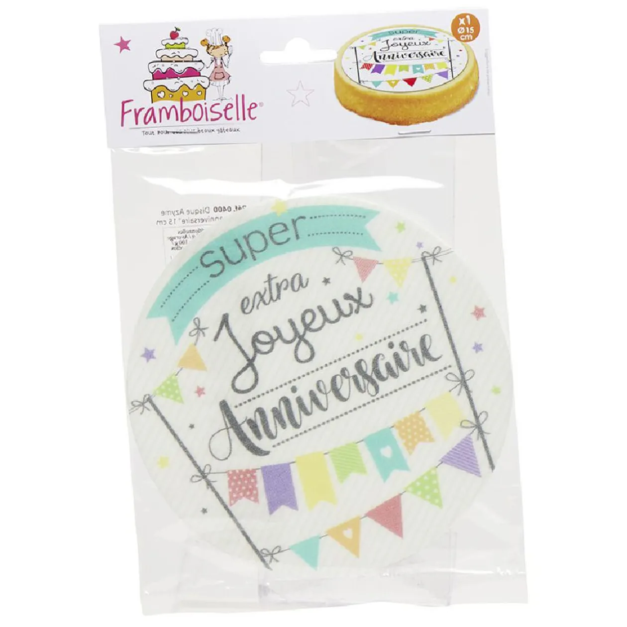 Disque azyme motif joyeux anniversaire 20 g