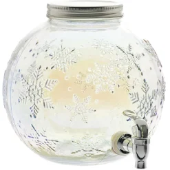 Distributeur de boisson en verre motif flocons iridescent 5,5L