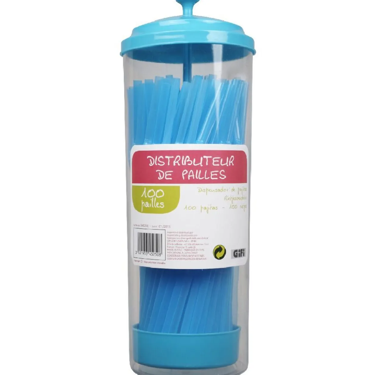 Distributeur de pailles bleues