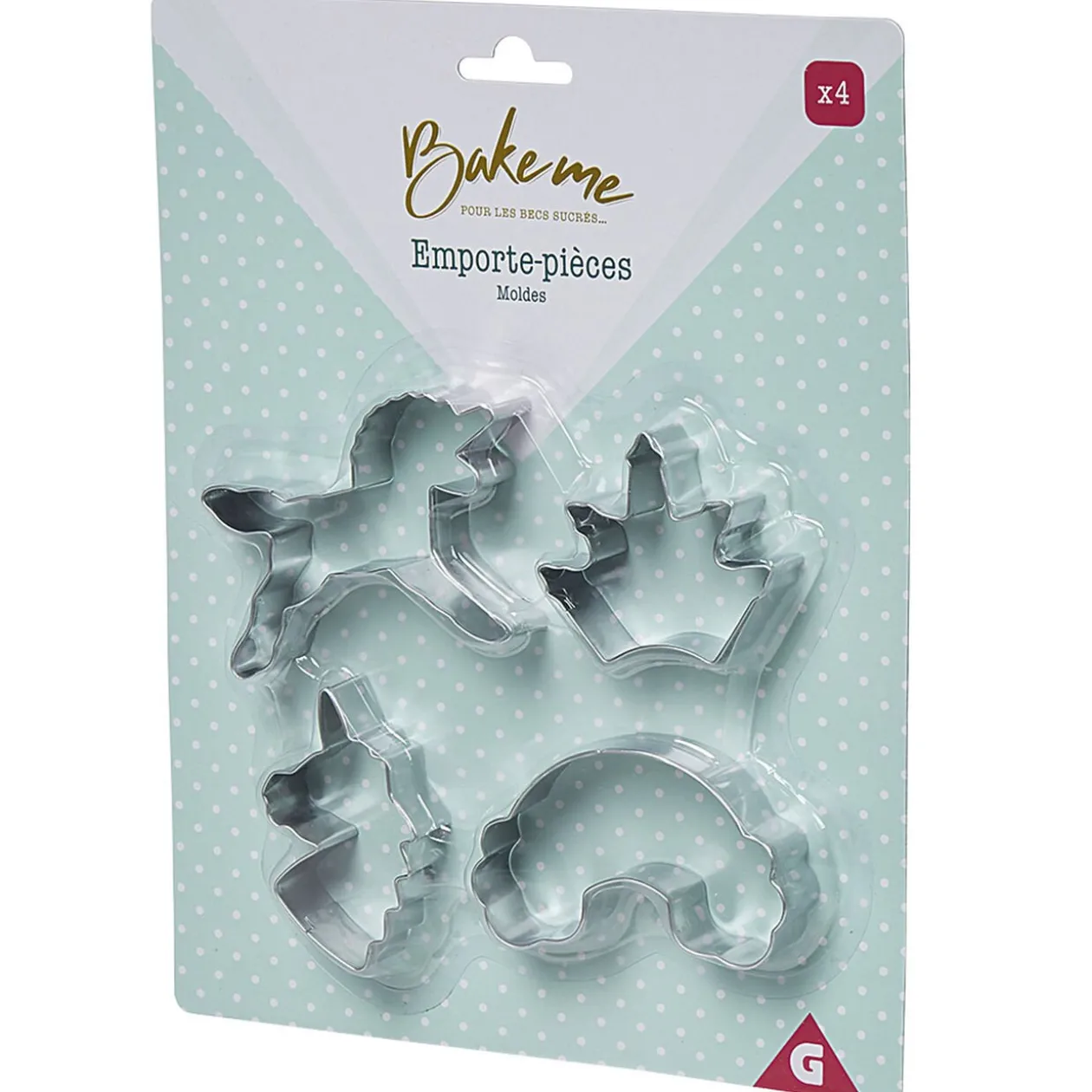 Emporte pièce forme Licorne Arc en ciel Couronne x4