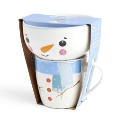 Ensemble mug 355ml avec bol 520ml porcelaine motif bonhomme de neige