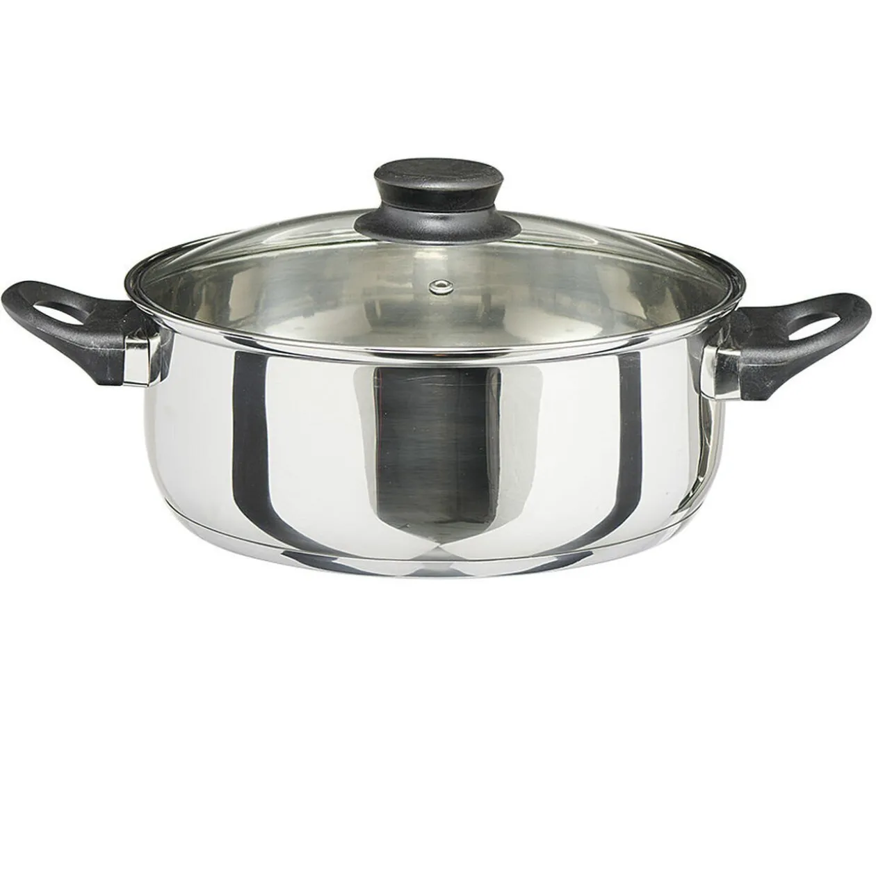 Faitout anti adhésif inox couvercle en verre