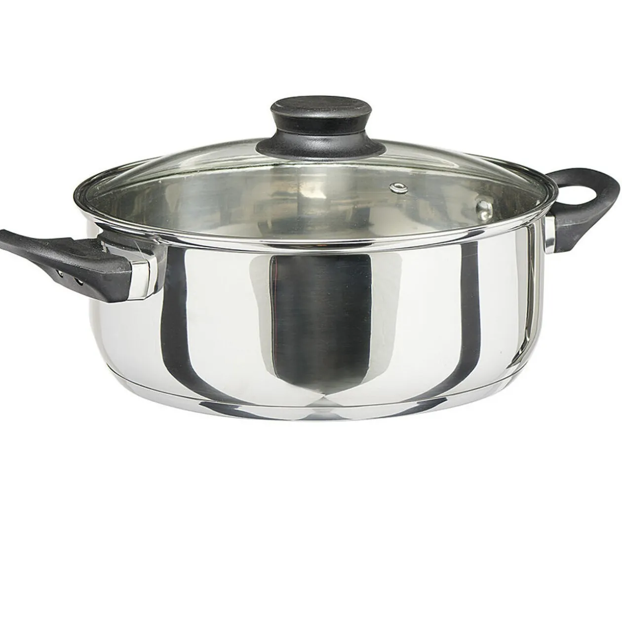 Faitout anti adhésif inox couvercle en verre