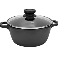 Faitout noir couvercle verre transparent