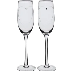 Flûte à champagne avec coeur et strass x2