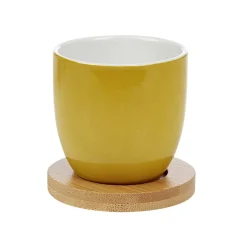 Gobelet à expresso avec sous tasse en bambou x4