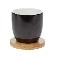 Gobelet à expresso avec sous tasse en bambou x4