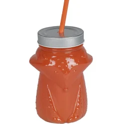 Gobelet animalier en verre + paille + couvercle