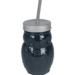 Gobelet animalier en verre + paille + couvercle