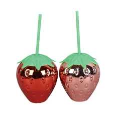 Gobelet avec paille design fraise