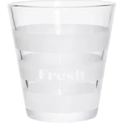 Gobelet bas conique transparent rayure blanche 25cl x3 - Ø8,4 x H8 cm