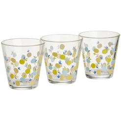 Gobelet bas conique transparent motif citron 25cl x3 - Ø8,4 x H8 cm