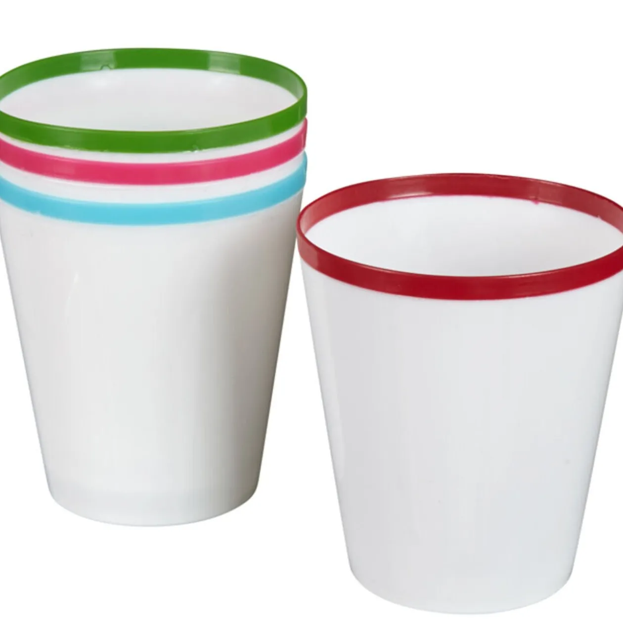 Gobelet blanc bord coloré x4