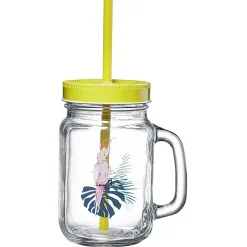 Gobelet en verre avec couvercle et paille assortie 400 ml