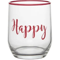 Gobelet en verre inscription Happy bord coloré 31,5 cl