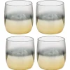 Gobelet en verre transparent pied doré x4