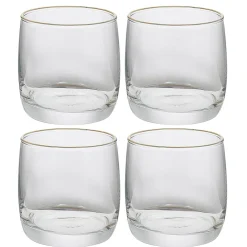 Gobelet en verre transparent avec liseré doré x4