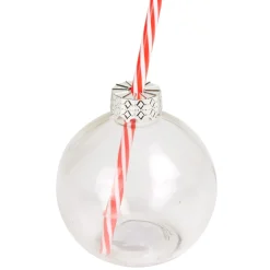 Gobelet forme de boule de Noël avec paille