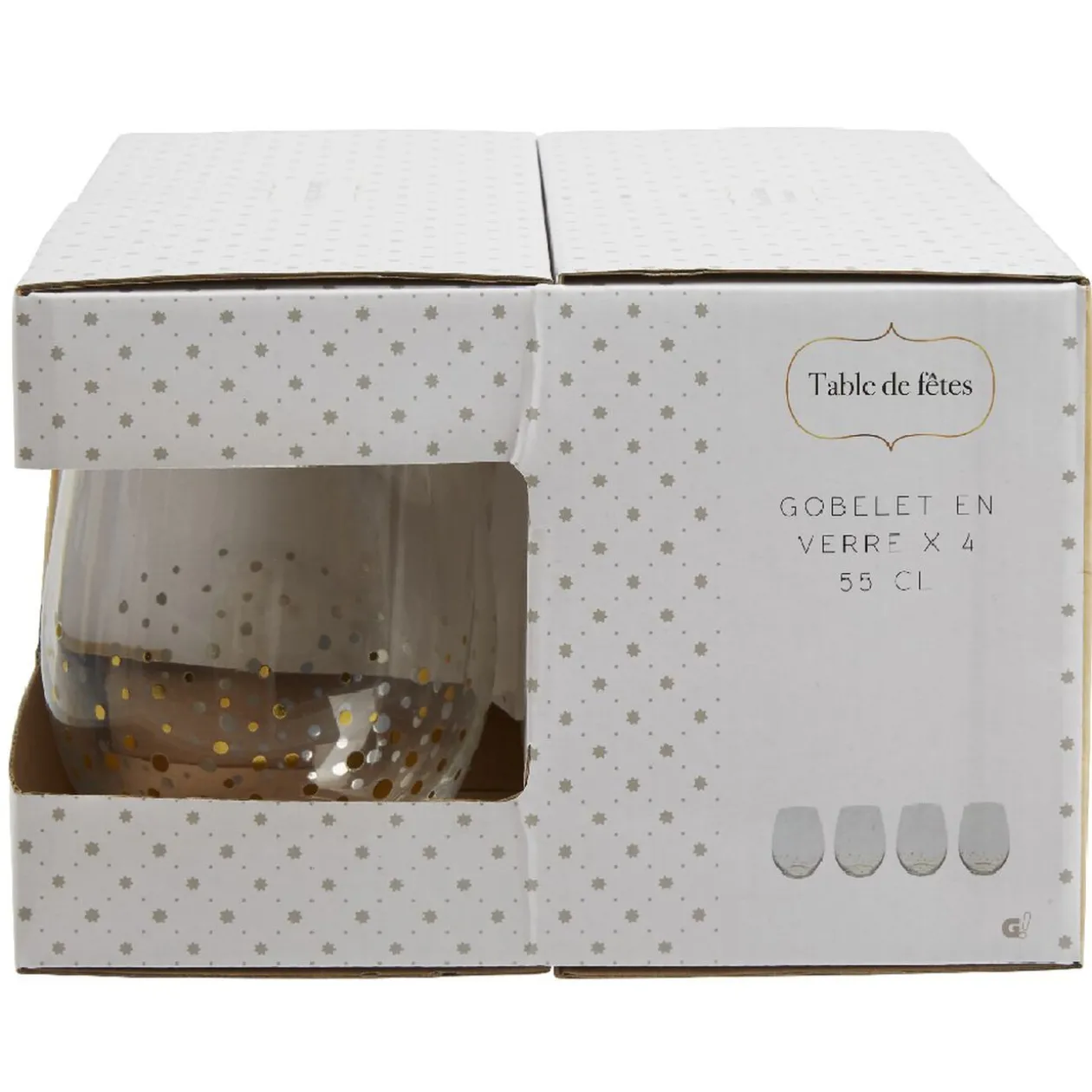 Gobelet ovales pois doré x4