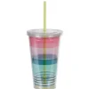 Gobelet plastique et paille bayadère