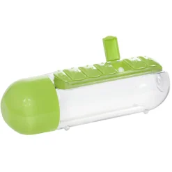 Gourde pilulier hebdomadaire transparente et verte