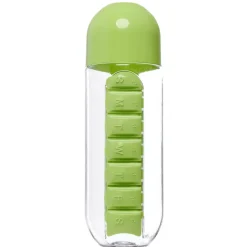 Gourde pilulier hebdomadaire transparente et verte