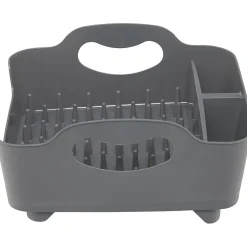 Égouttoir à vaisselle 3 compartiments gris foncé