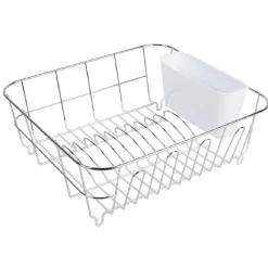 Égouttoir à vaisselle gris avec bac à couvert blanc