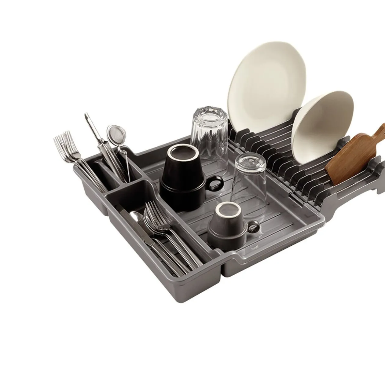 Égouttoir pliable gris 35x30/50xH7 cm