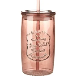 Jarre avec couvercle et paille en verre