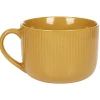 Jumbo en porcelaine 45 cl jaune moutarde rainures verticales en relief