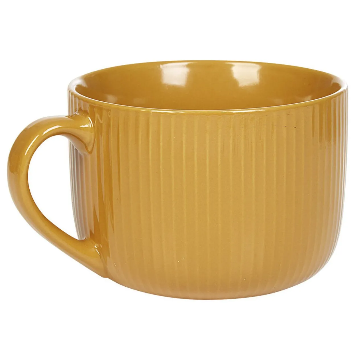 Jumbo en porcelaine 45 cl jaune moutarde rainures verticales en relief