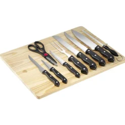Kit de découpe avec planche en bois et 9 ustensiles