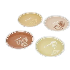 Lot de 4 assiettes à dessert porcelaine design crêpes