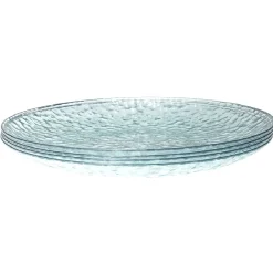 Lot de 4 assiettes plates rondes en plastique effet martelé