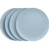 Lot de 4 assiettes plates en bambou bleu