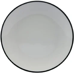 Lot de 4 assiettes plates rondes porcelaine blanche avec liseré coloré