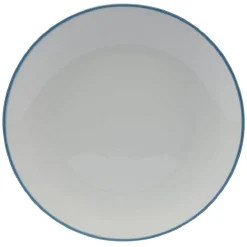 Lot de 4 assiettes plates rondes porcelaine blanche avec liseré coloré